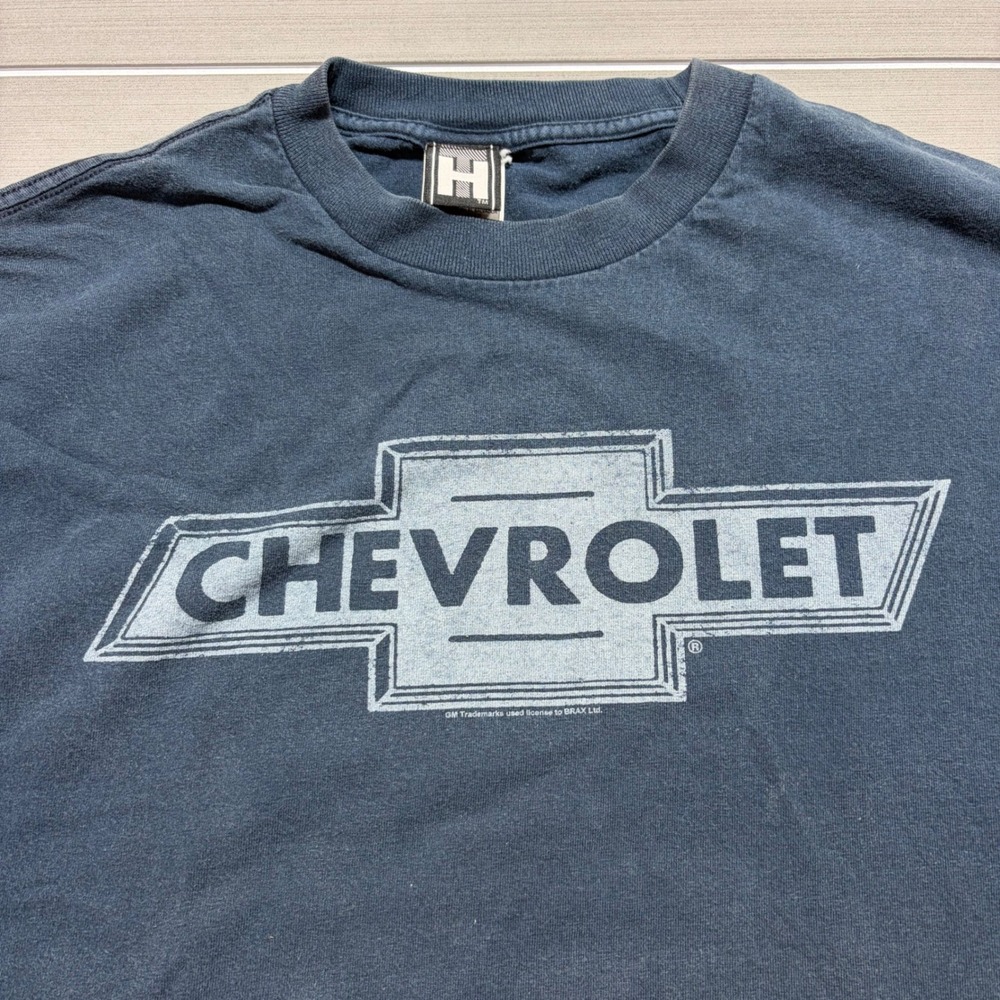 Chevrolet Graphic T-Shirt Mens XL Blue Vintage Style Chevy Bowtie Logo Tee